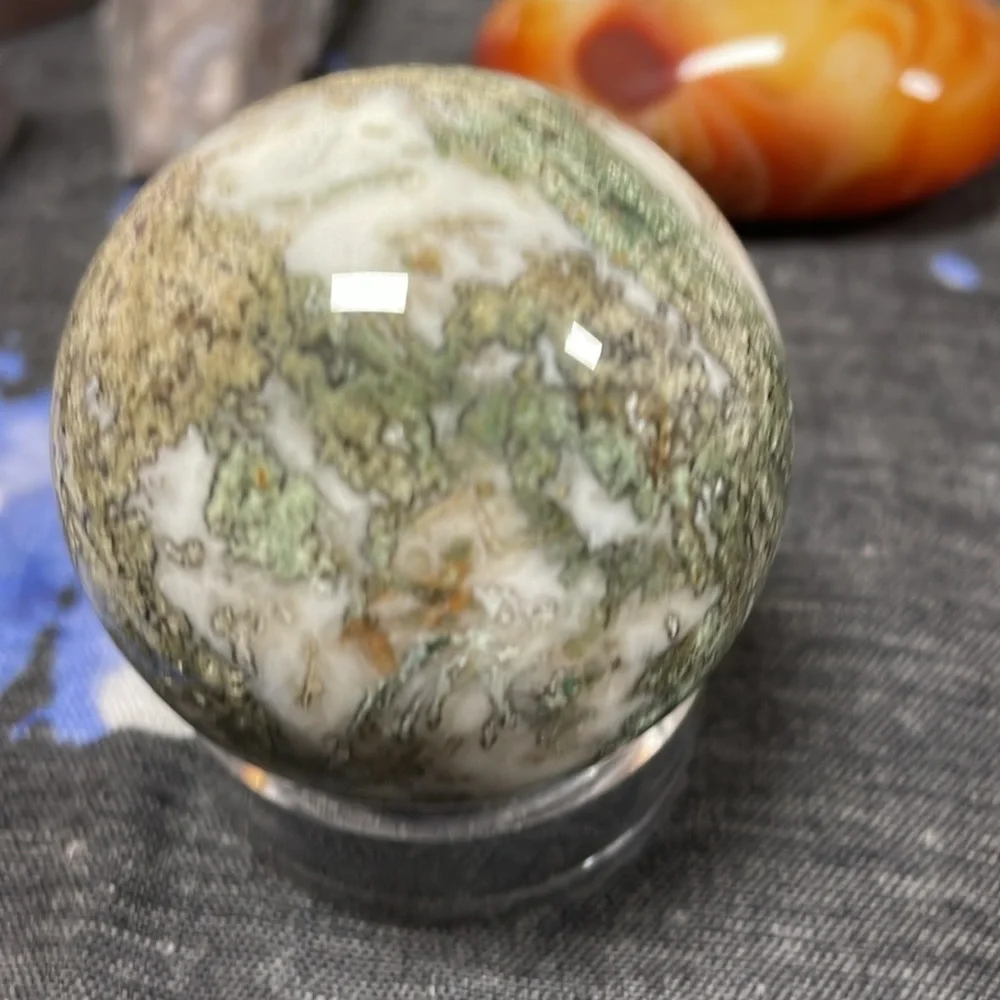 Moss Agate Sphere - Picture 2 of 2